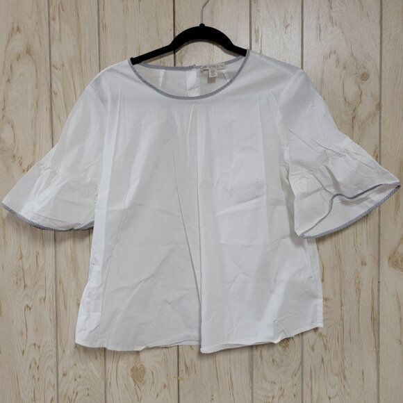 🔴ELIANE ROSE white bell sleeve button blouse L - Picture 1 of 7